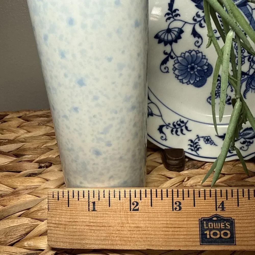 Vintage FTD Especially For You Japan Blue Speckled Bud Vase 6.25” Porcelain